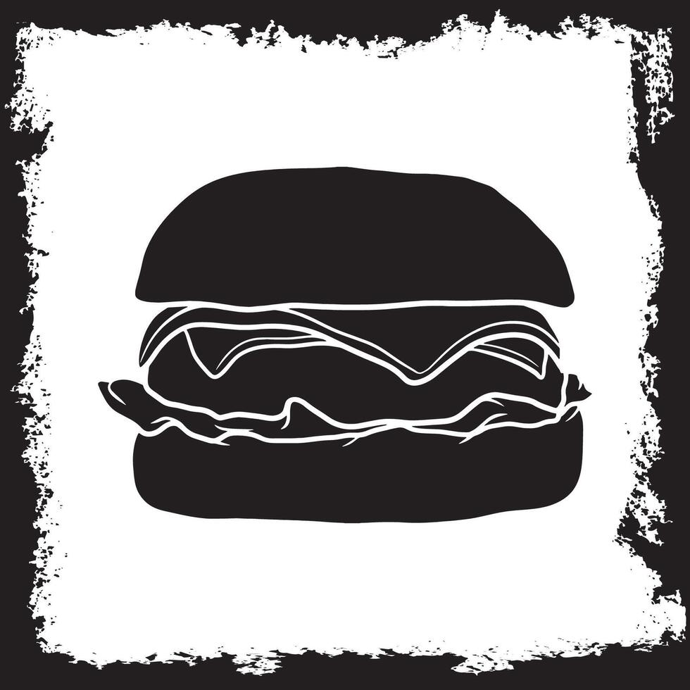 Burger Silhouette illustration, Burger Silhouette, Burger Silhouette art on white background vector
