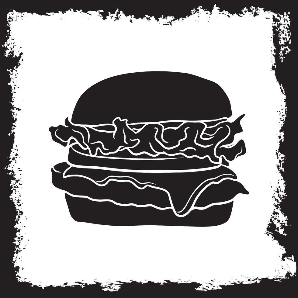 Burger Silhouette illustration, Burger Silhouette, Burger Silhouette art on white background vector