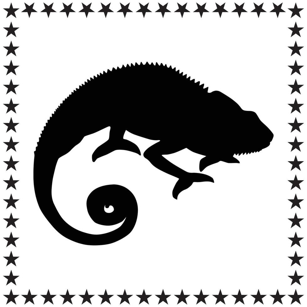 Chameleon Silhouette illustration, Chameleon Silhouette, Chameleon Silhouette art on white background vector