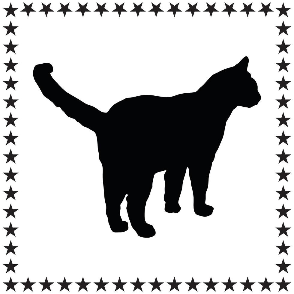 Cat Silhouette illustration, Cat Silhouette, Burmese cat Silhouette art on white background vector