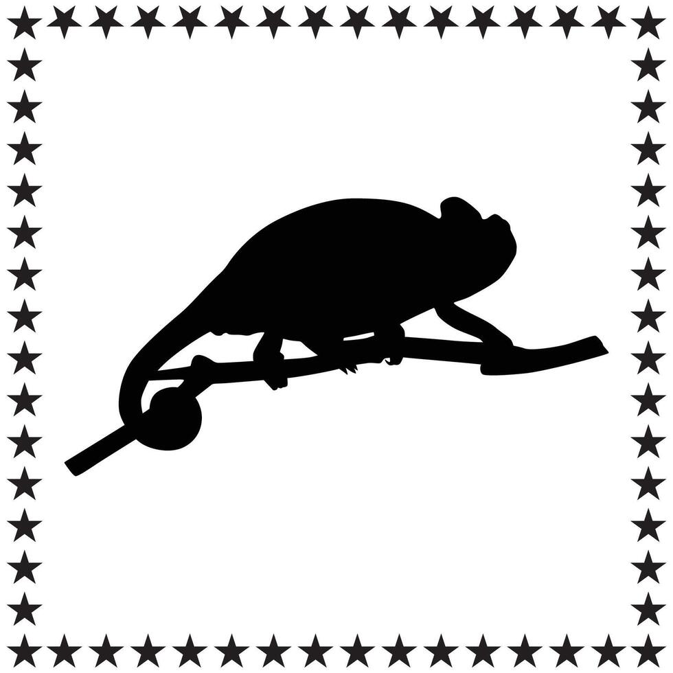 Chameleon Silhouette illustration, Chameleon Silhouette, Chameleon Silhouette art on white background vector