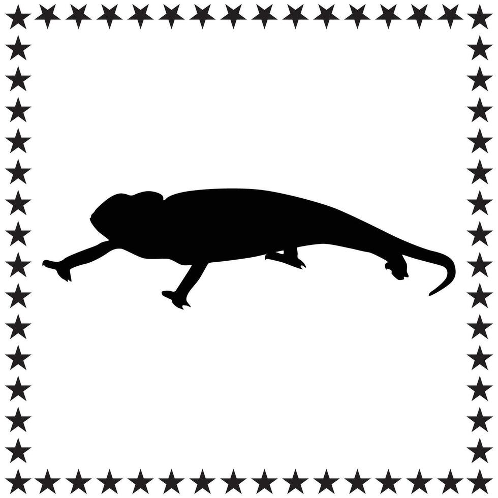 Chameleon Silhouette illustration, Chameleon Silhouette, Chameleon Silhouette art on white background vector
