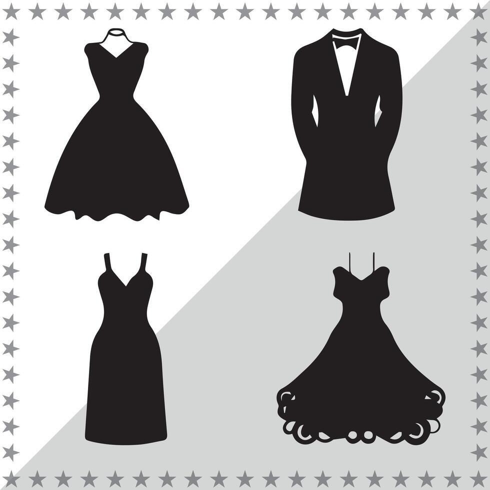 Dress Silhouette illustration, Dress Silhouette, Dress Silhouette art on white background vector