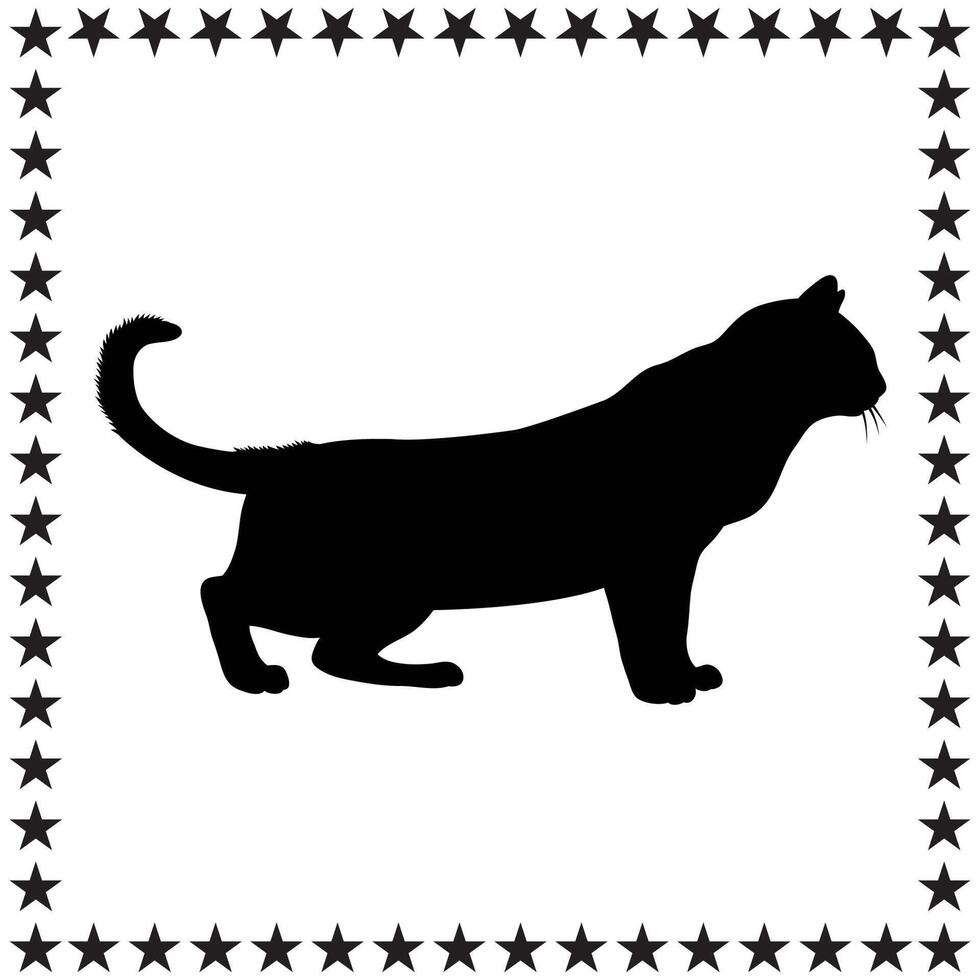 Cat Silhouette illustration, Cat Silhouette, Burmese cat Silhouette art on white background vector