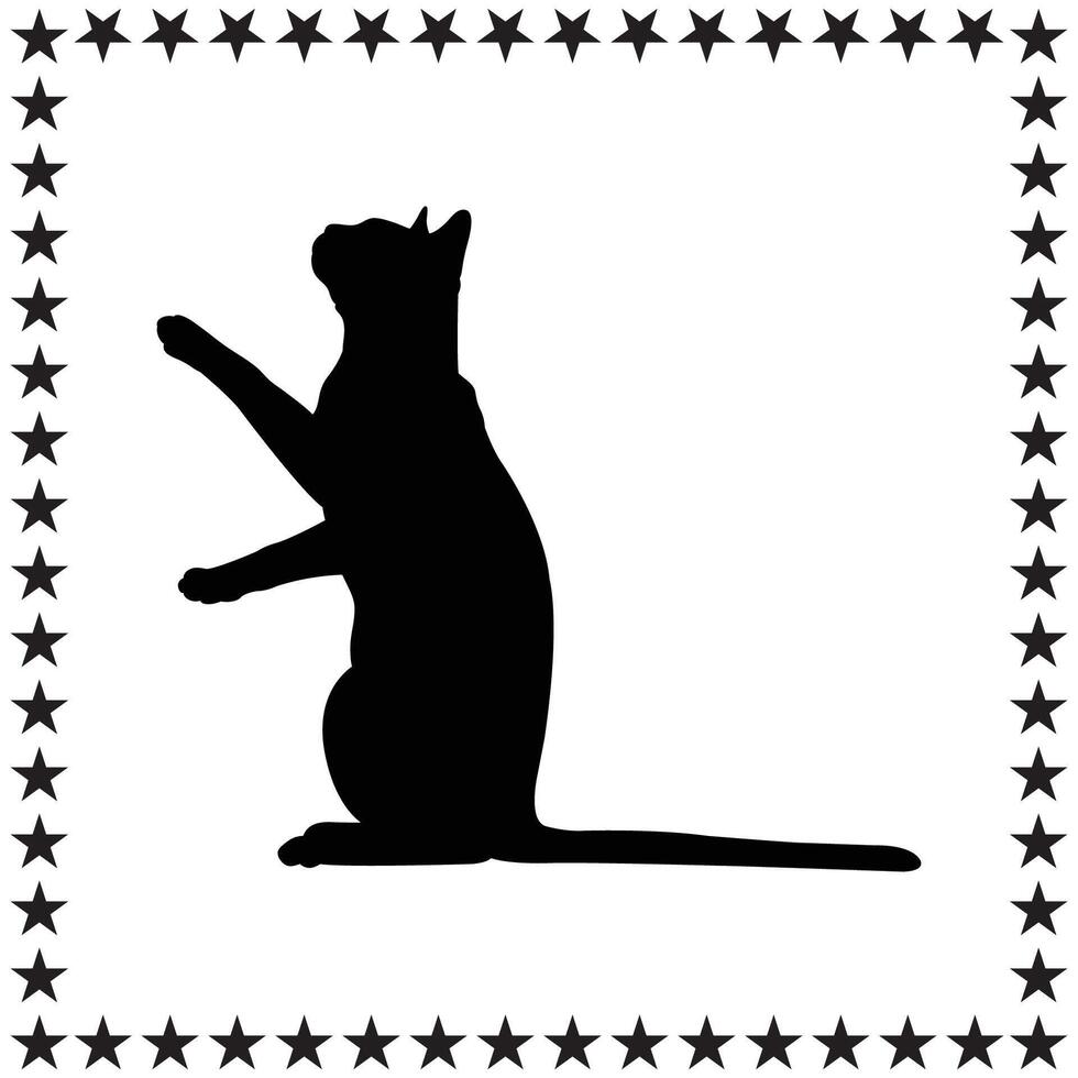 Cat Silhouette illustration, Cat Silhouette, Burmese cat Silhouette art on white background vector