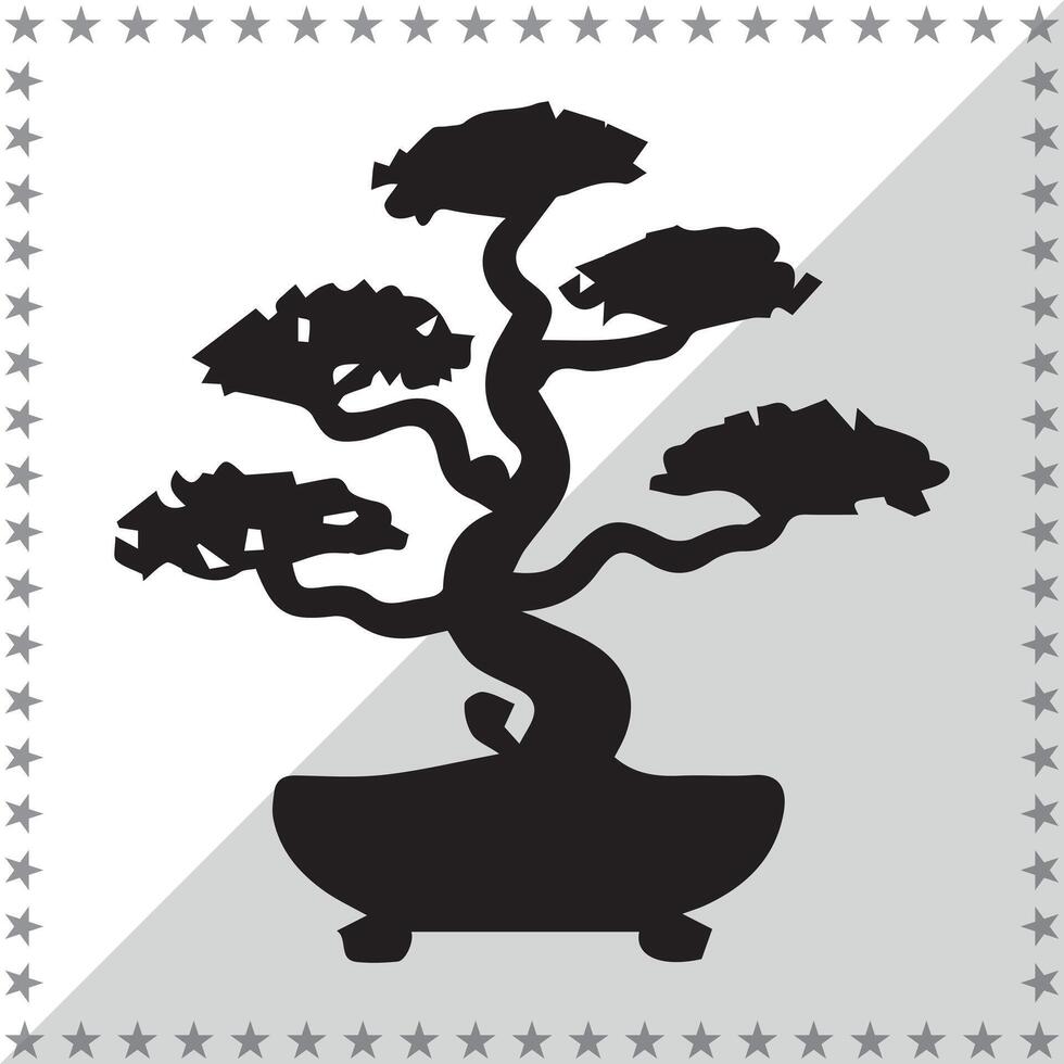 Bonsai Silhouette illustration, Bonsai Silhouette, Bonsai Silhouette art on white background vector