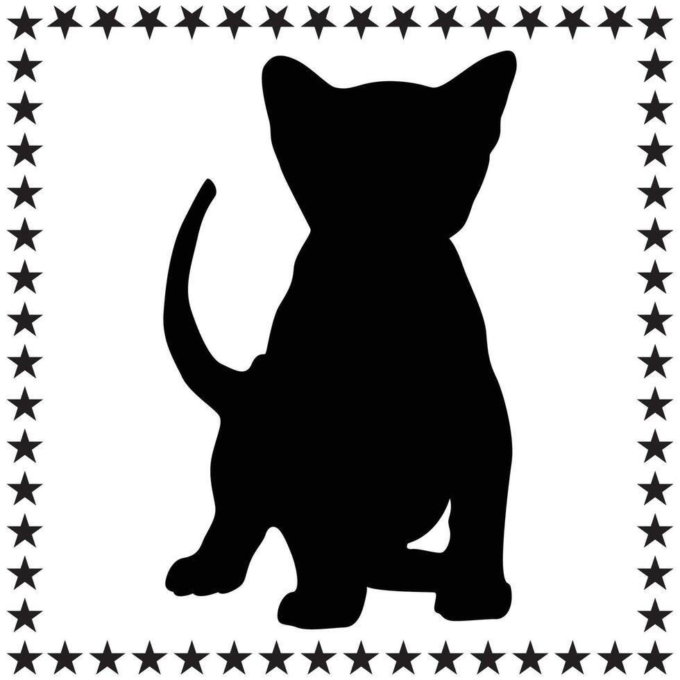 Cat Silhouette illustration, Cat Silhouette, Burmese cat Silhouette art on white background vector