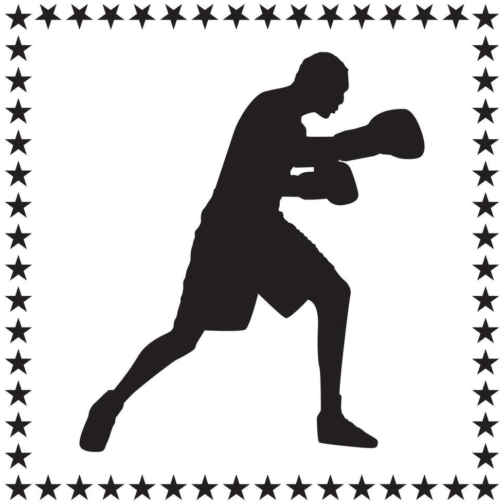 Boxer Silhouette illustration, Boxer Silhouette, boxing Silhouette art on white background vector