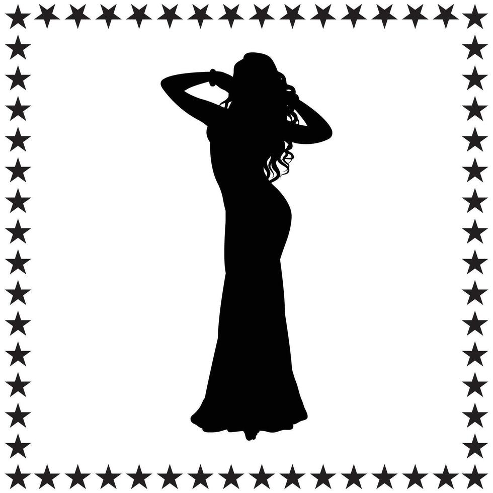 Belly Dancer Silhouette illustration, Belly Dancer Silhouette, Belly Dancer Silhouette art on white background vector