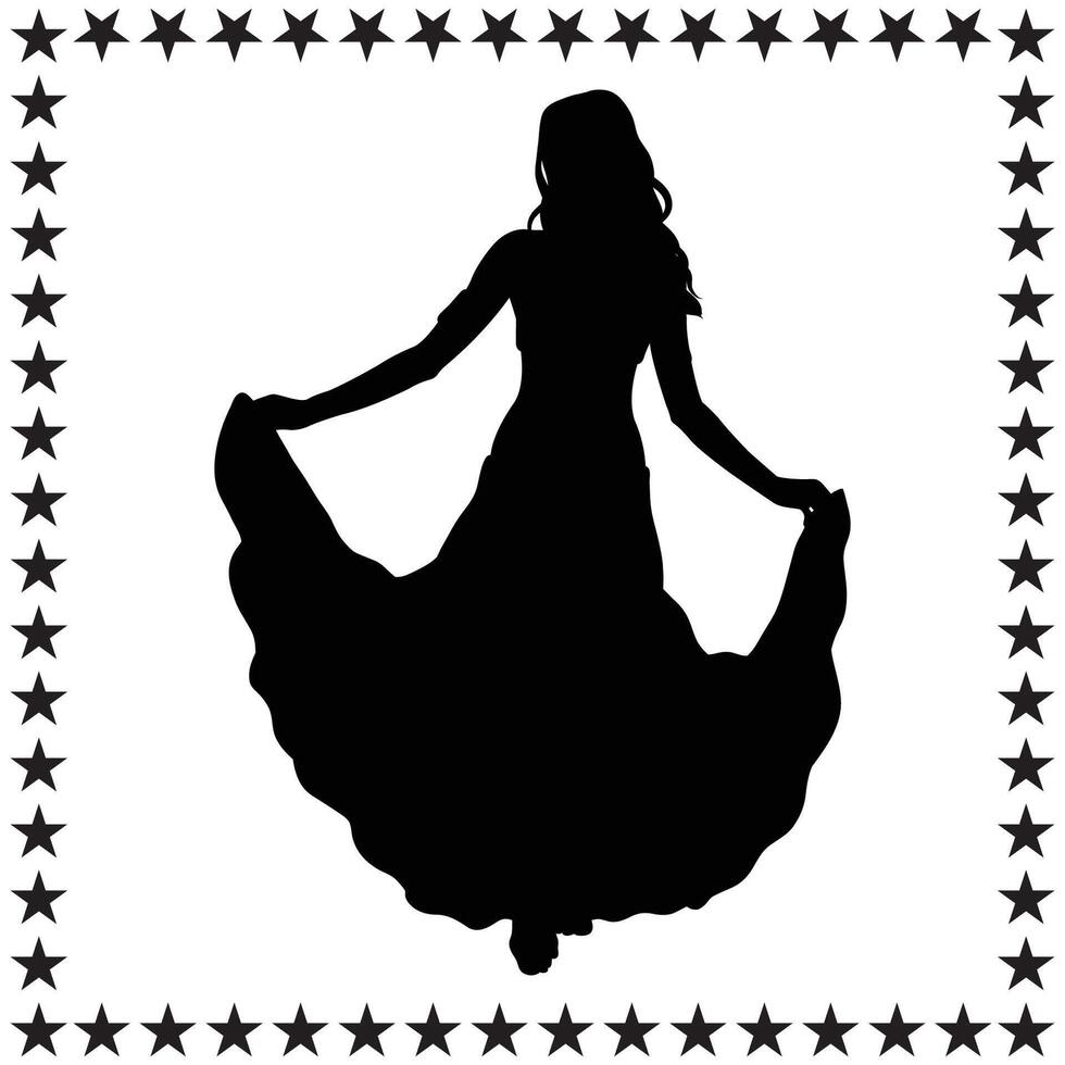 Belly Dancer Silhouette illustration, Belly Dancer Silhouette, Belly Dancer Silhouette art on white background vector