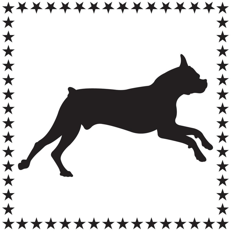 Boxer dog Silhouette illustration, Boxer dog Silhouette, Boxer dog Silhouette art on white background vector