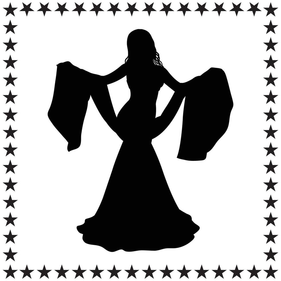 Belly Dancer Silhouette illustration, Belly Dancer Silhouette, Belly Dancer Silhouette art on white background vector