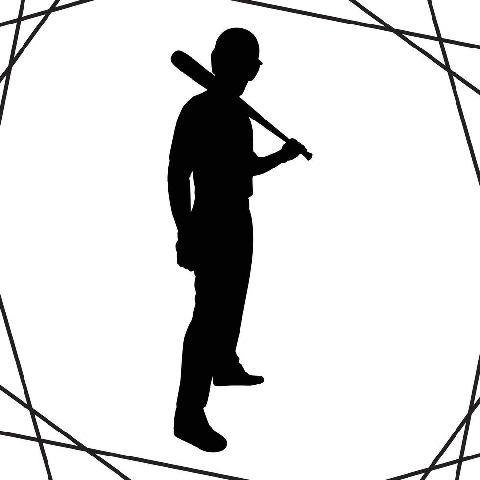 Baseball Player Silhouette illustration, Baseball Player Silhouette, Baseball Player Silhouette art on white background vector