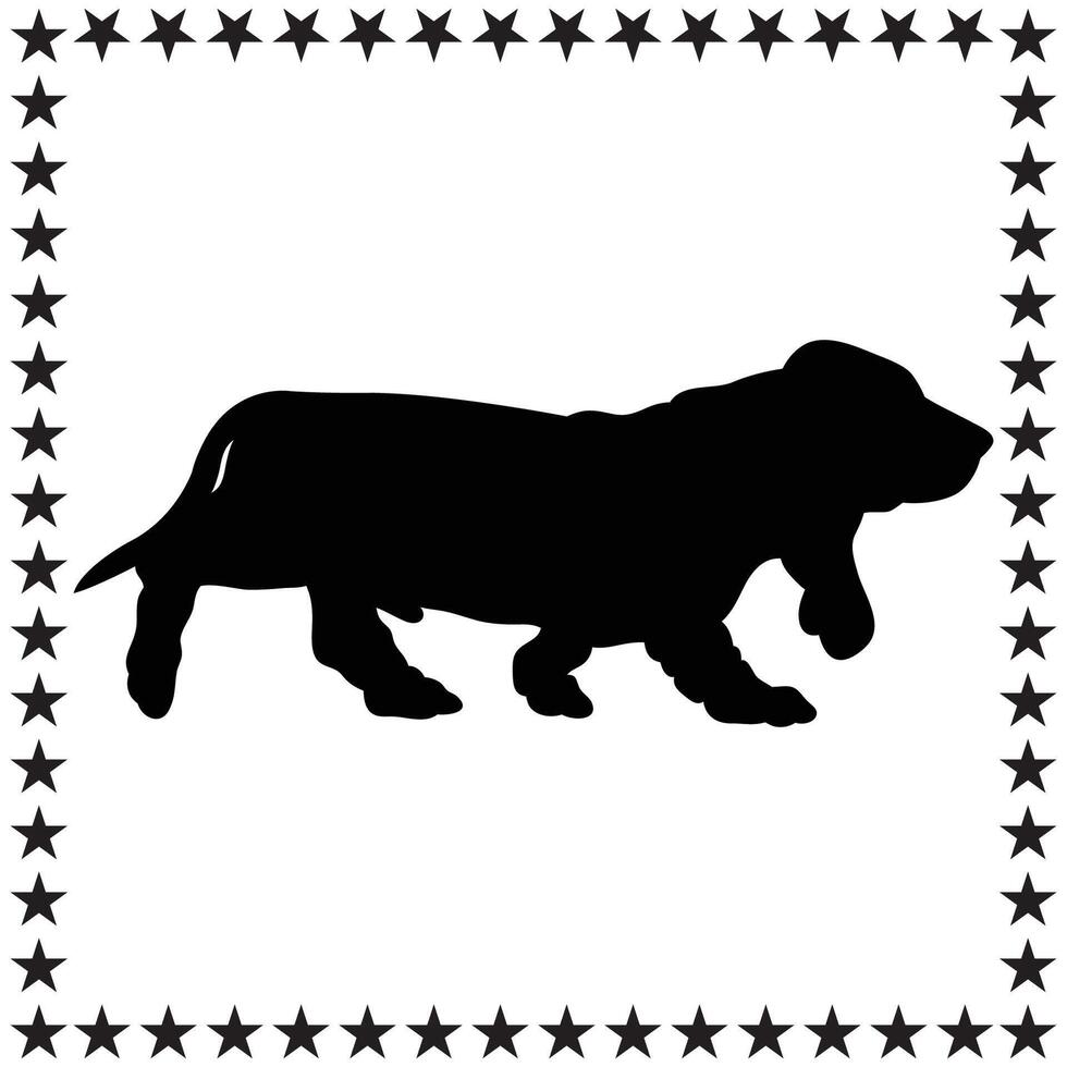 Basset Hound Silhouette illustration, Basset Hound Silhouette, Basset Hound Silhouette art on white background vector