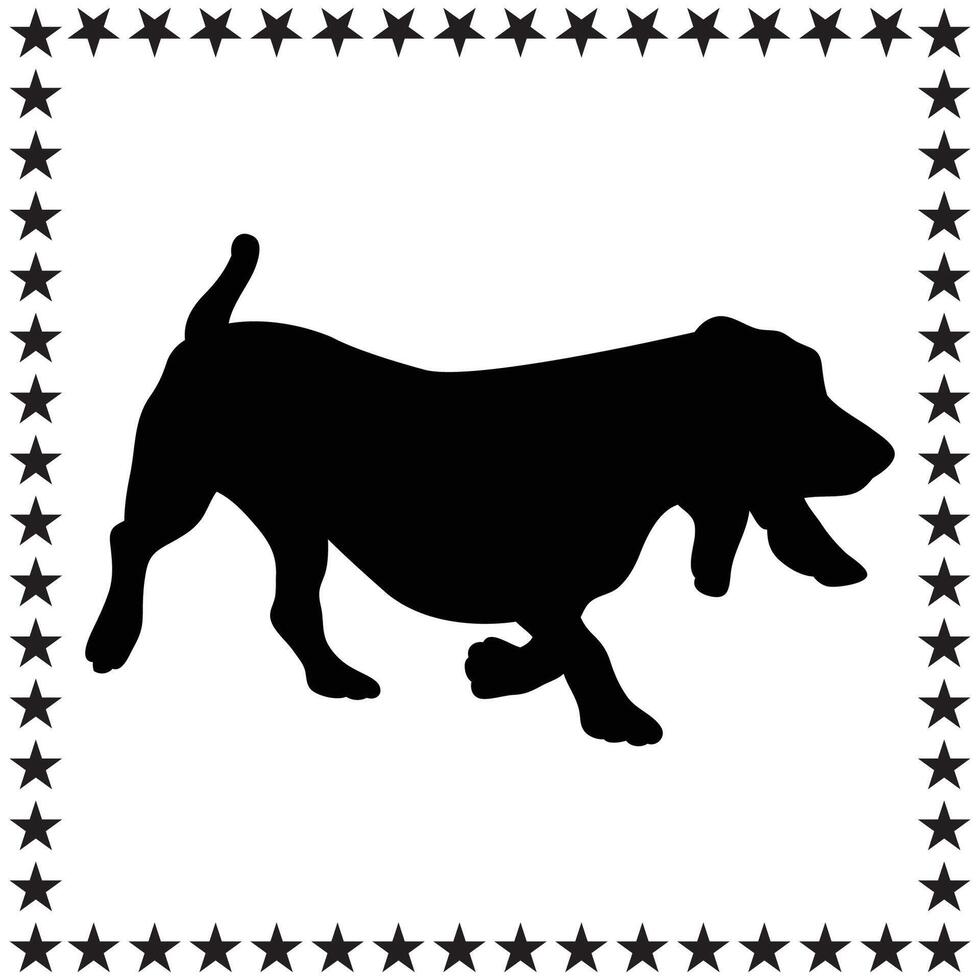 Basset Hound Silhouette illustration, Basset Hound Silhouette, Basset Hound Silhouette art on white background vector