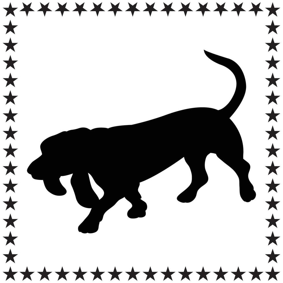Basset Hound Silhouette illustration, Basset Hound Silhouette, Basset Hound Silhouette art on white background vector