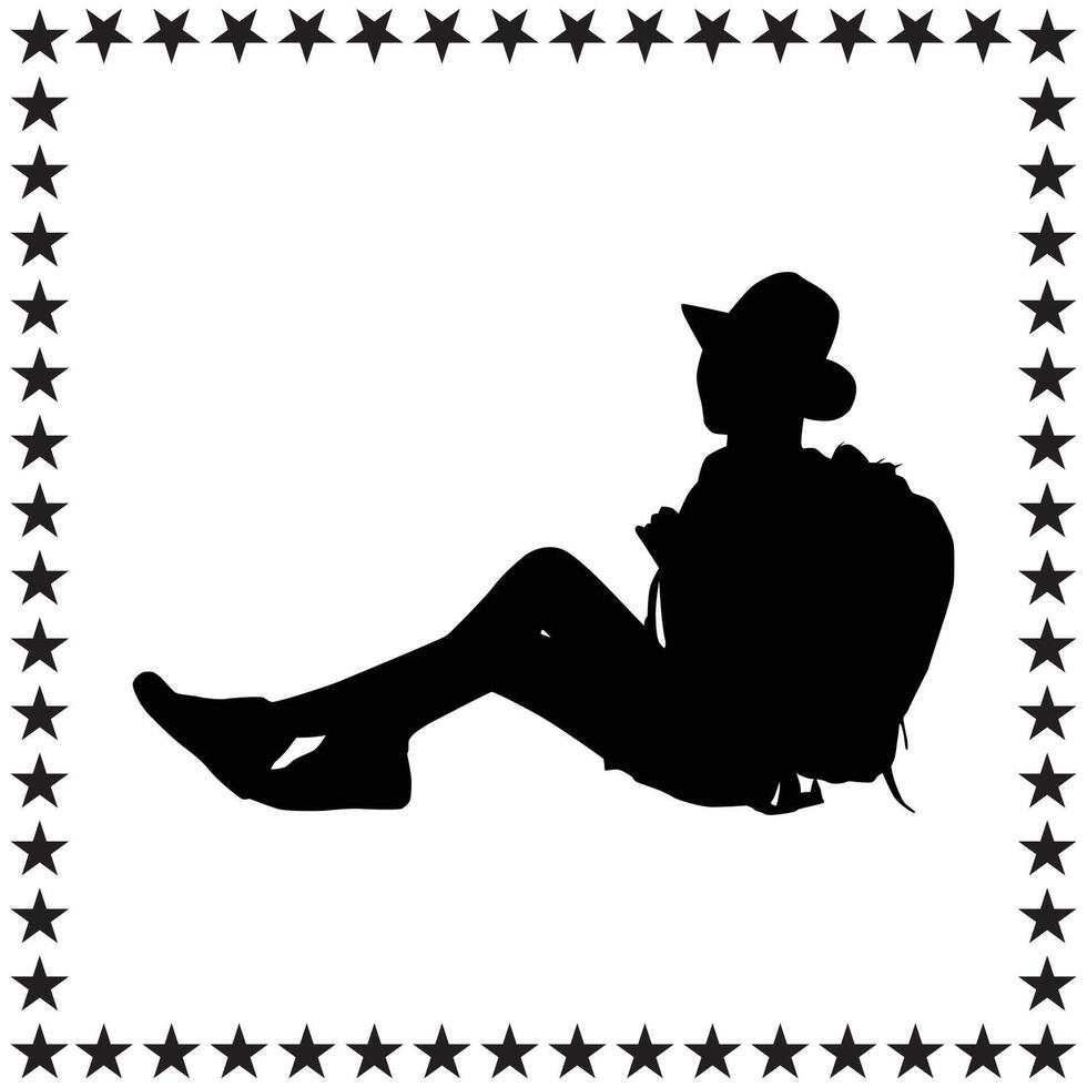 Backpacker Silhouette illustration, Backpacker Silhouette, Backpacker Silhouette art on white background vector