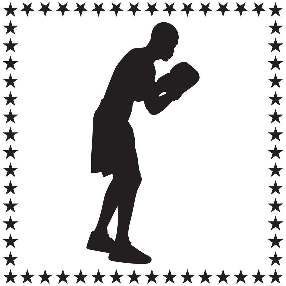 Boxer Silhouette illustration, Boxer Silhouette, boxing Silhouette art on white background vector