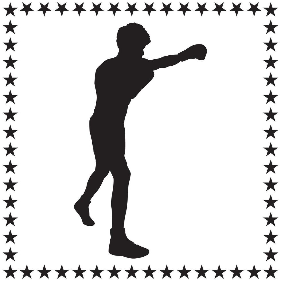 Boxer Silhouette illustration, Boxer Silhouette, boxing Silhouette art on white background vector