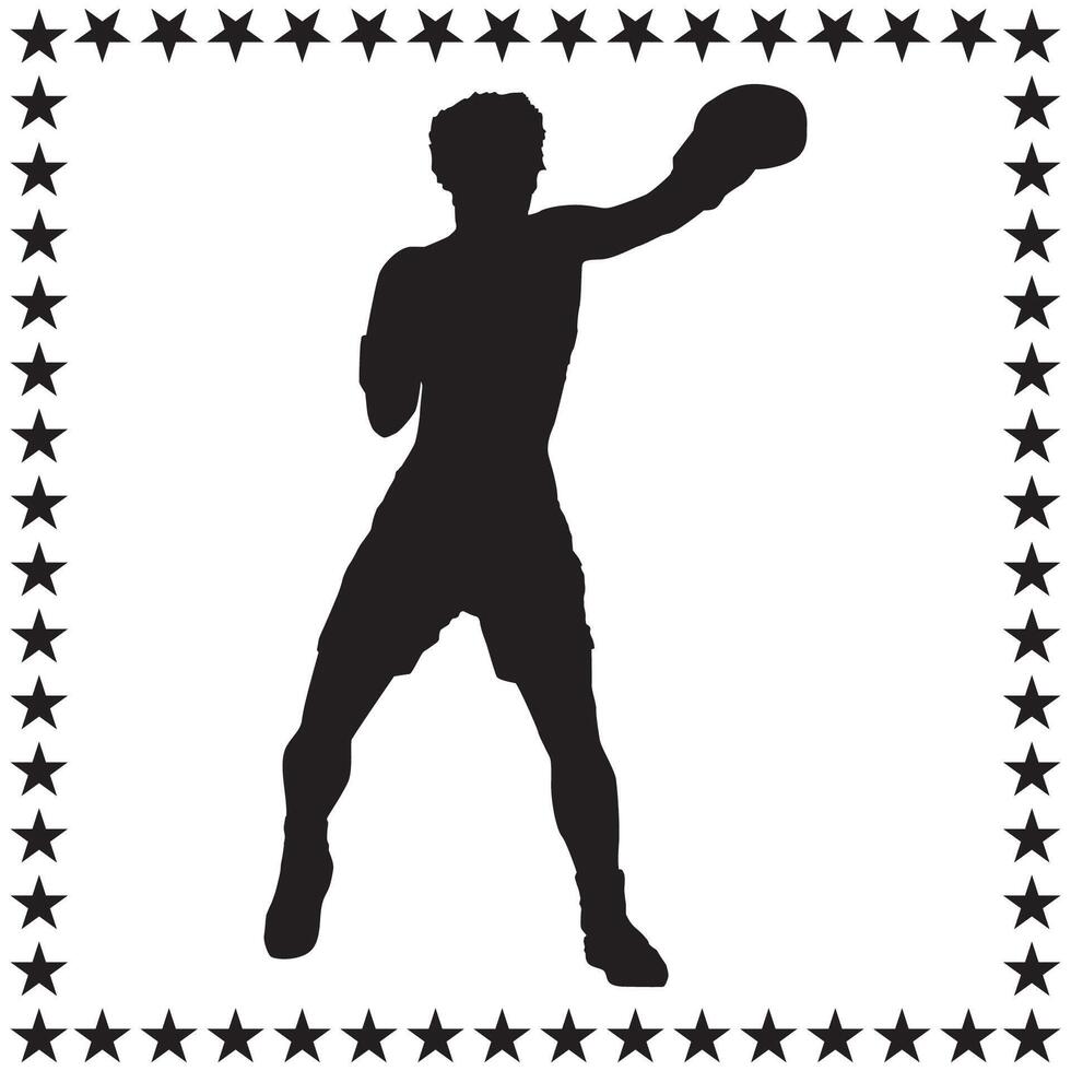 Boxer Silhouette illustration, Boxer Silhouette, boxing Silhouette art on white background vector