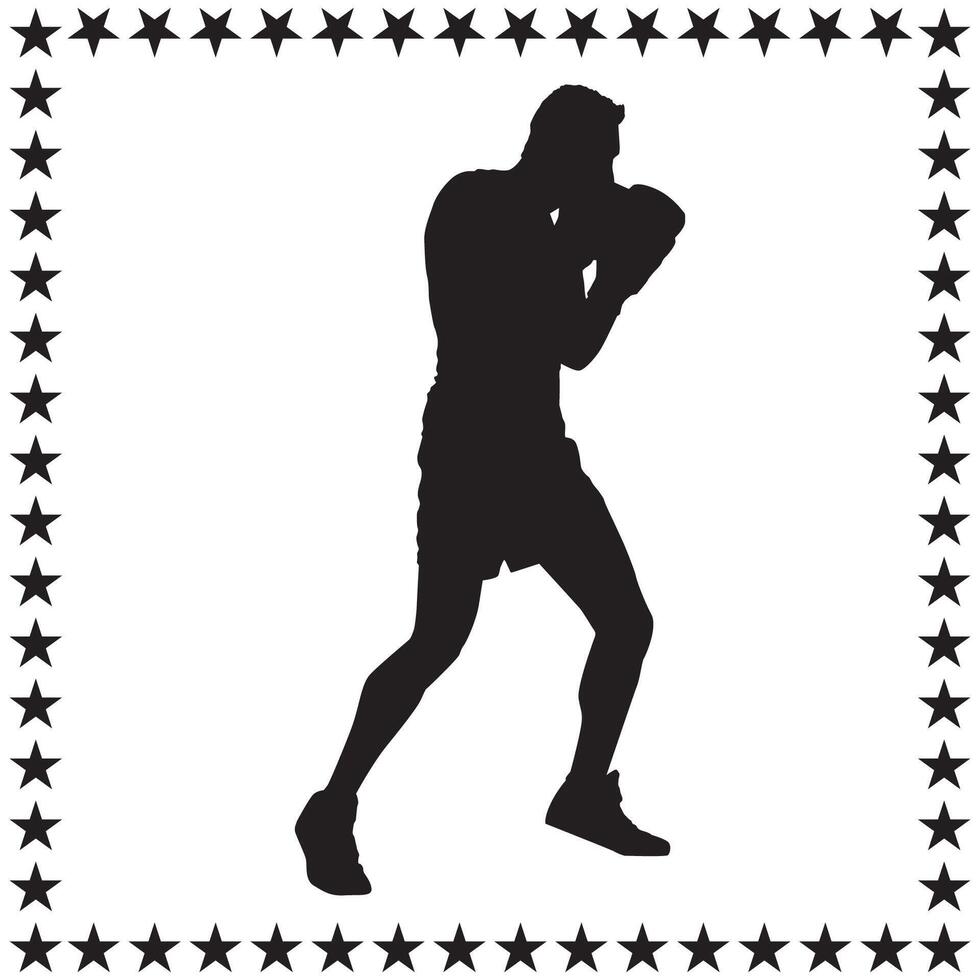 Boxer Silhouette illustration, Boxer Silhouette, boxing Silhouette art on white background vector