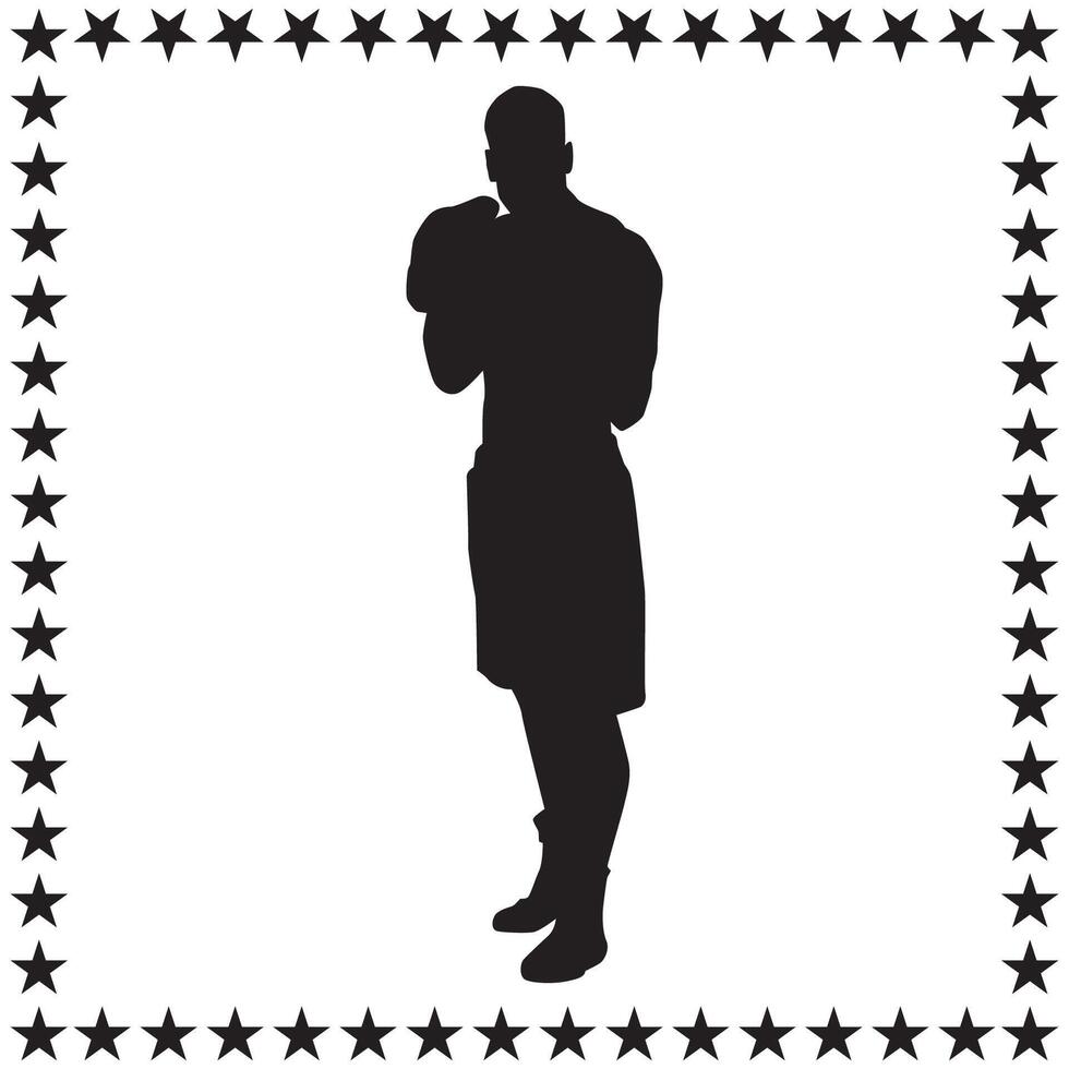Boxer Silhouette illustration, Boxer Silhouette, boxing Silhouette art on white background vector