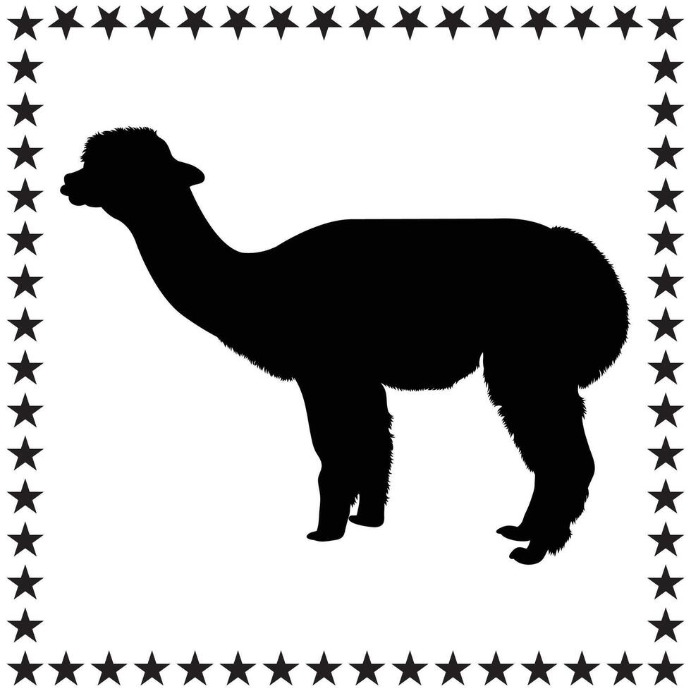 Alpaca Silhouette illustration, Alpaca Silhouette, Alpaca Silhouette art on white background vector