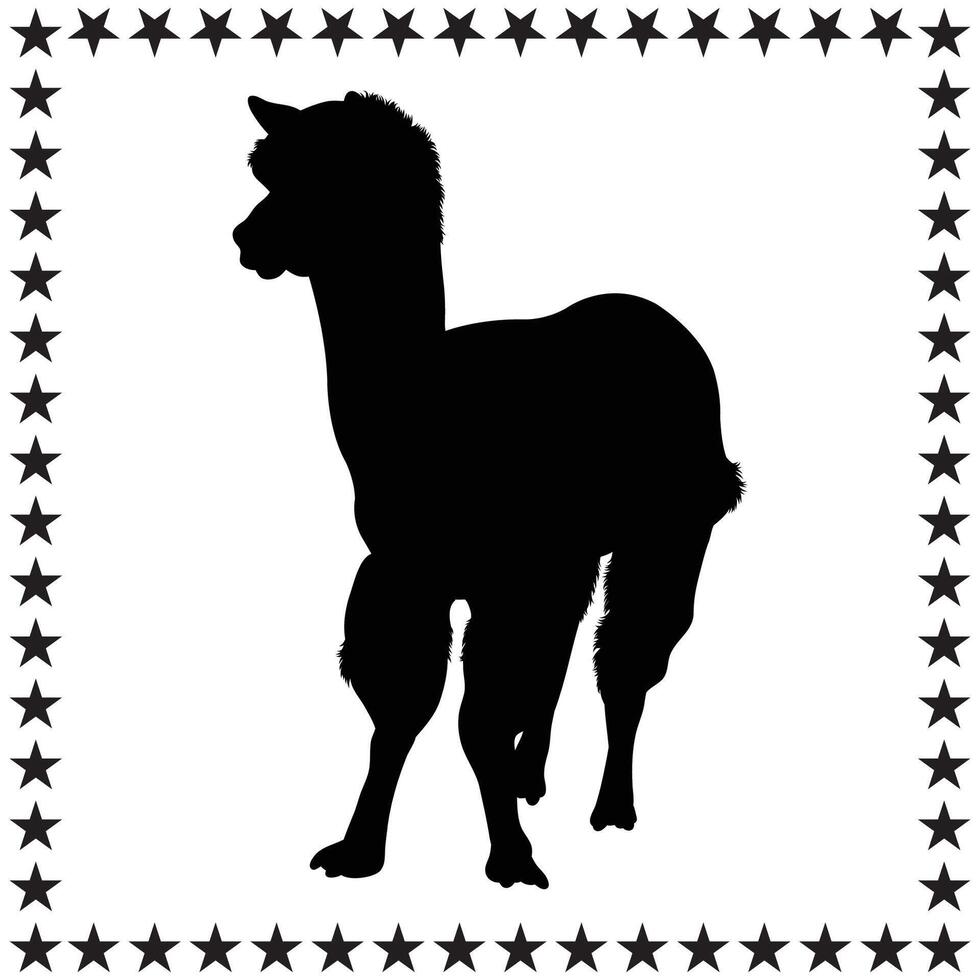 Alpaca Silhouette illustration, Alpaca Silhouette, Alpaca Silhouette art on white background vector