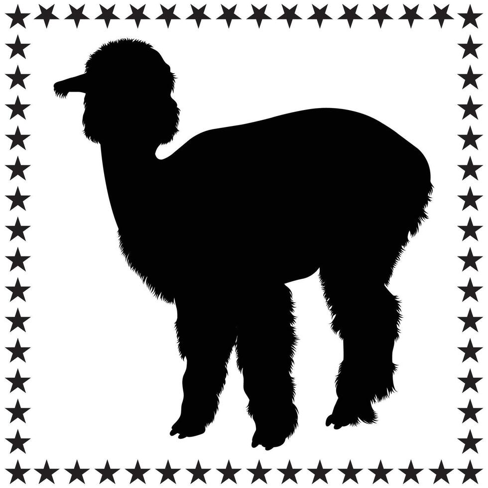 Alpaca Silhouette illustration, Alpaca Silhouette, Alpaca Silhouette art on white background vector