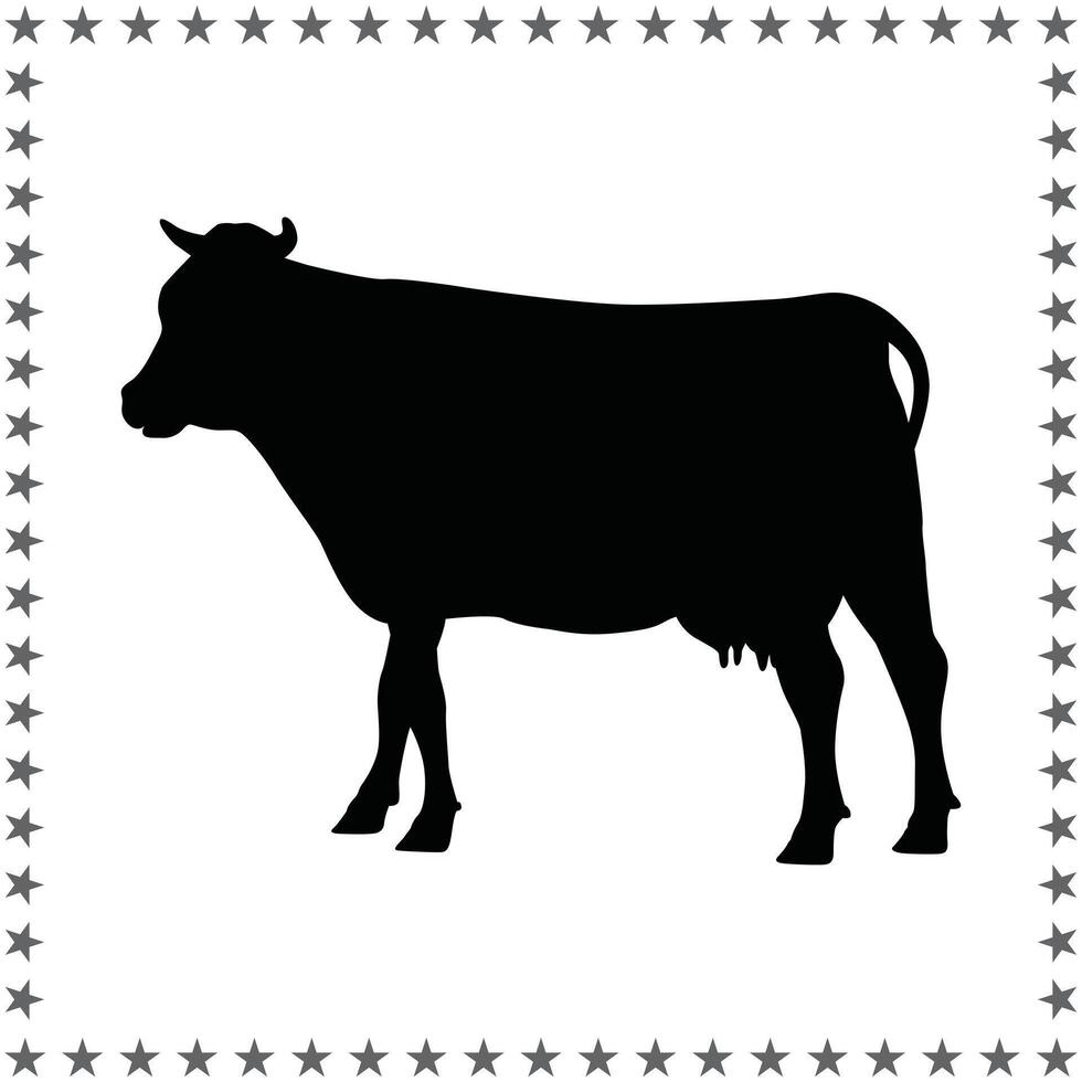 Cow Silhouette illustration, Cow Silhouette, Cow Silhouette art on white background vector