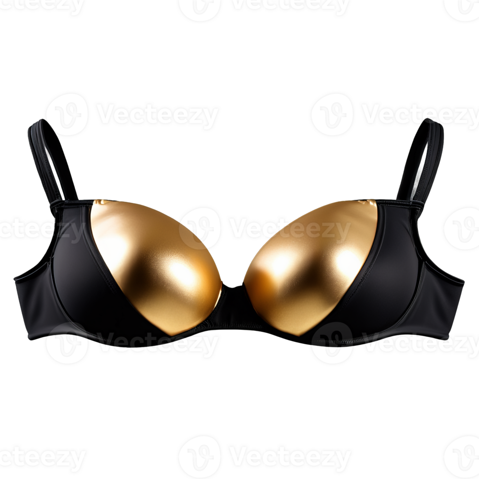Push up bikini top molded cups underwire adjustable straps metallic gold Product mockup The final png
