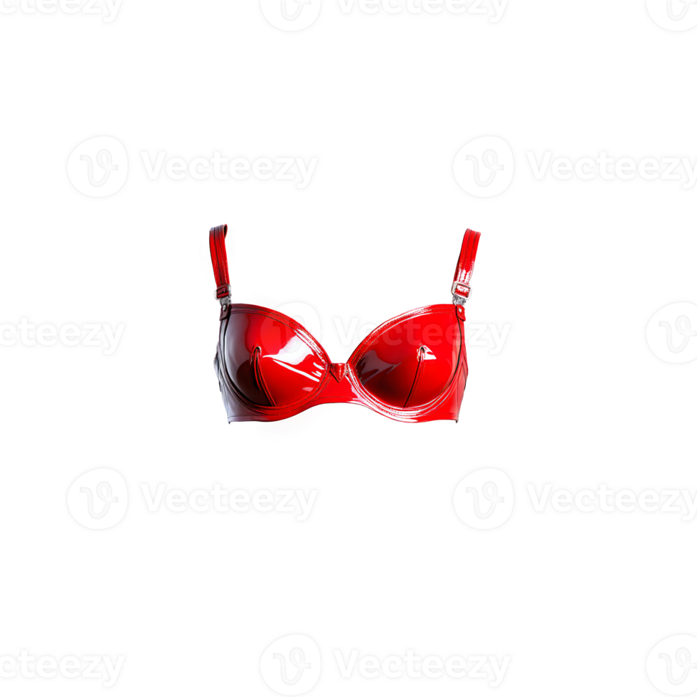 Edgy Red Patent Leather Bra An edgy red patent leather bra with a glossy eye png