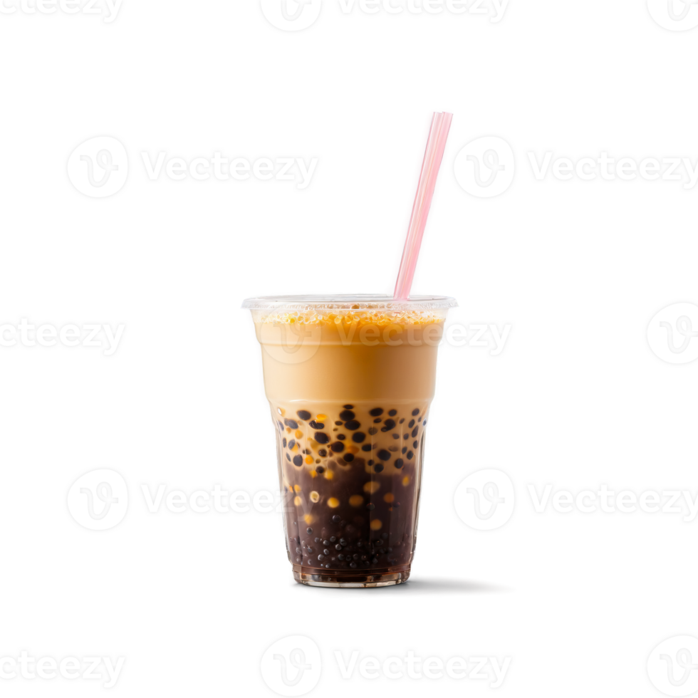 Boba tea cup sealed with a rounded top and filled with deep brown milk tea png