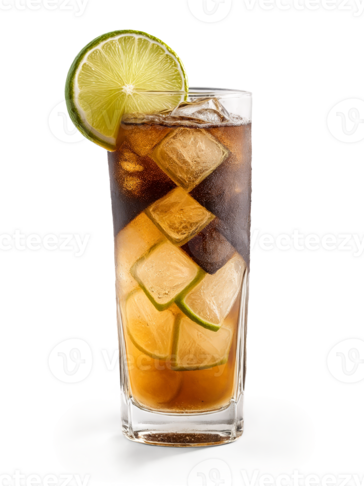 Cuba Libre Highball glass with rum lime and cola garnished with lime wedge tribute png