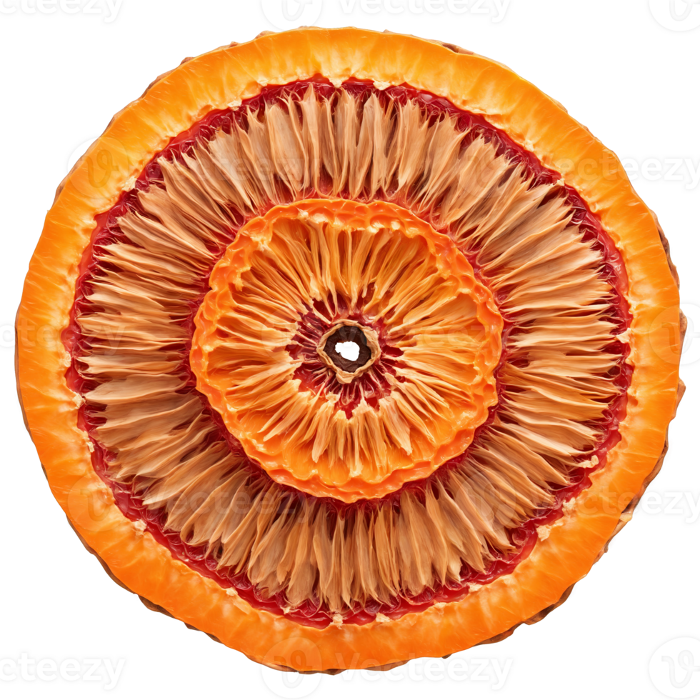 Dried Persimmon Chunk Mandala bright orange dried persimmon chunks layered in a mesmerizing circular pattern png