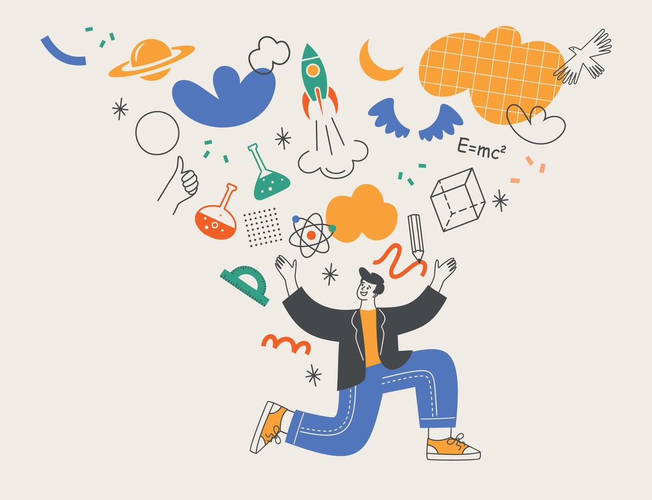 Back to school concept. School, education, communication Flat illustration design vector