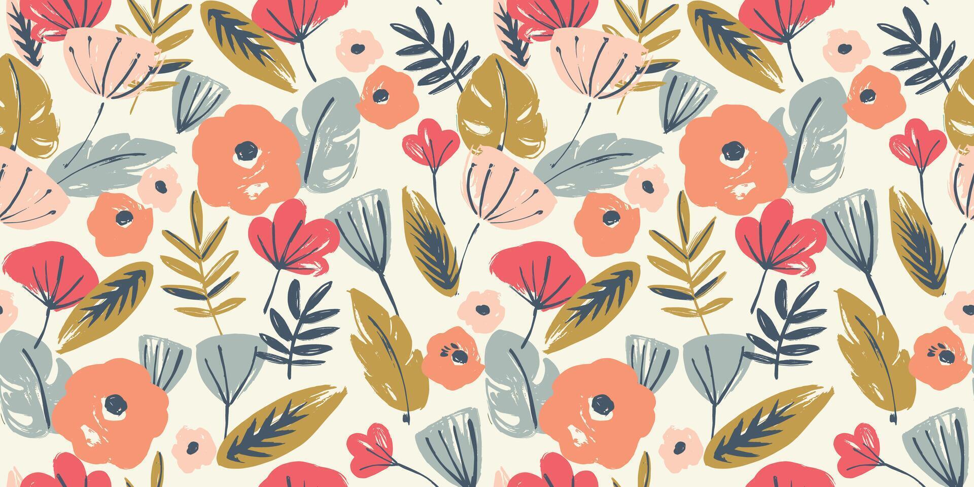 Folk floral seamless pattern. Modern abstract design for paper, cover, fabric, pacing and other uses vector