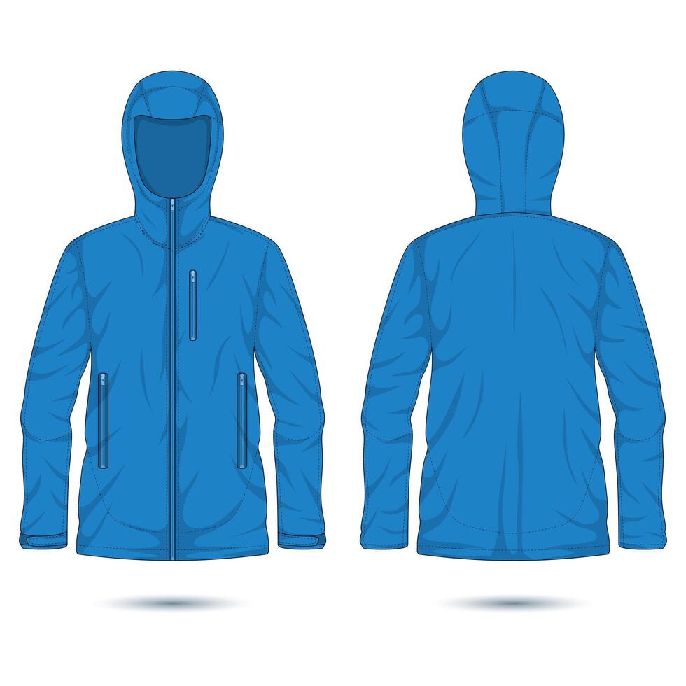 Outdoor hiking jacket mockup front and back view vector