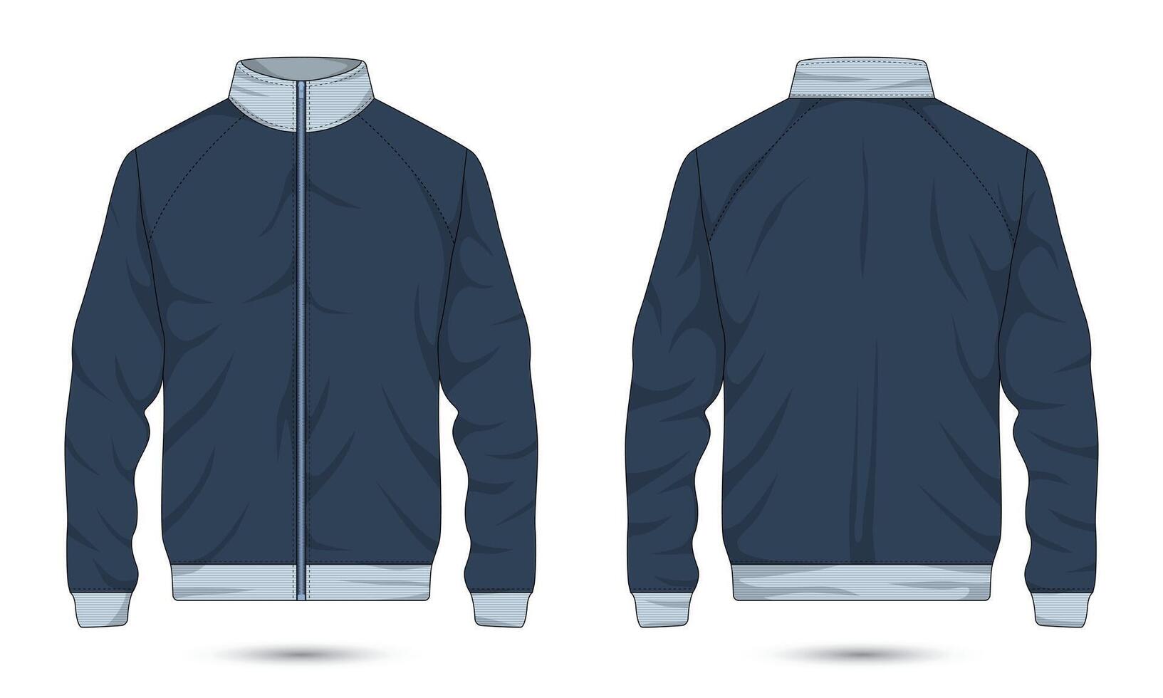 Zipper bomber jacket mockup front and back view vector