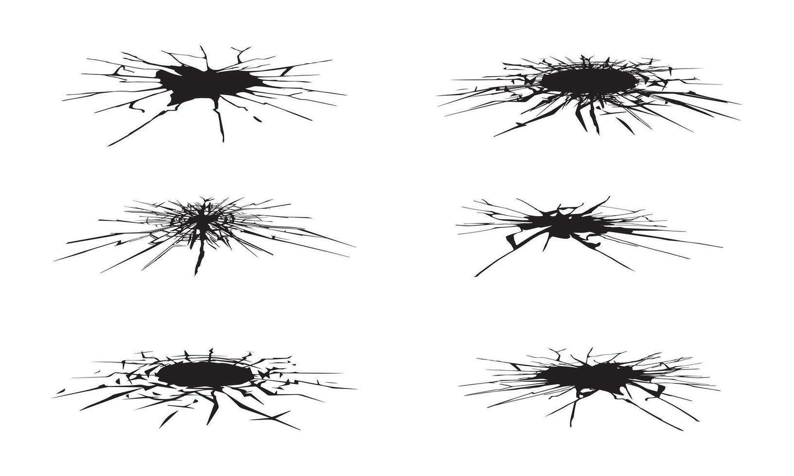Collection of illustrations destroyed cracked floor vector