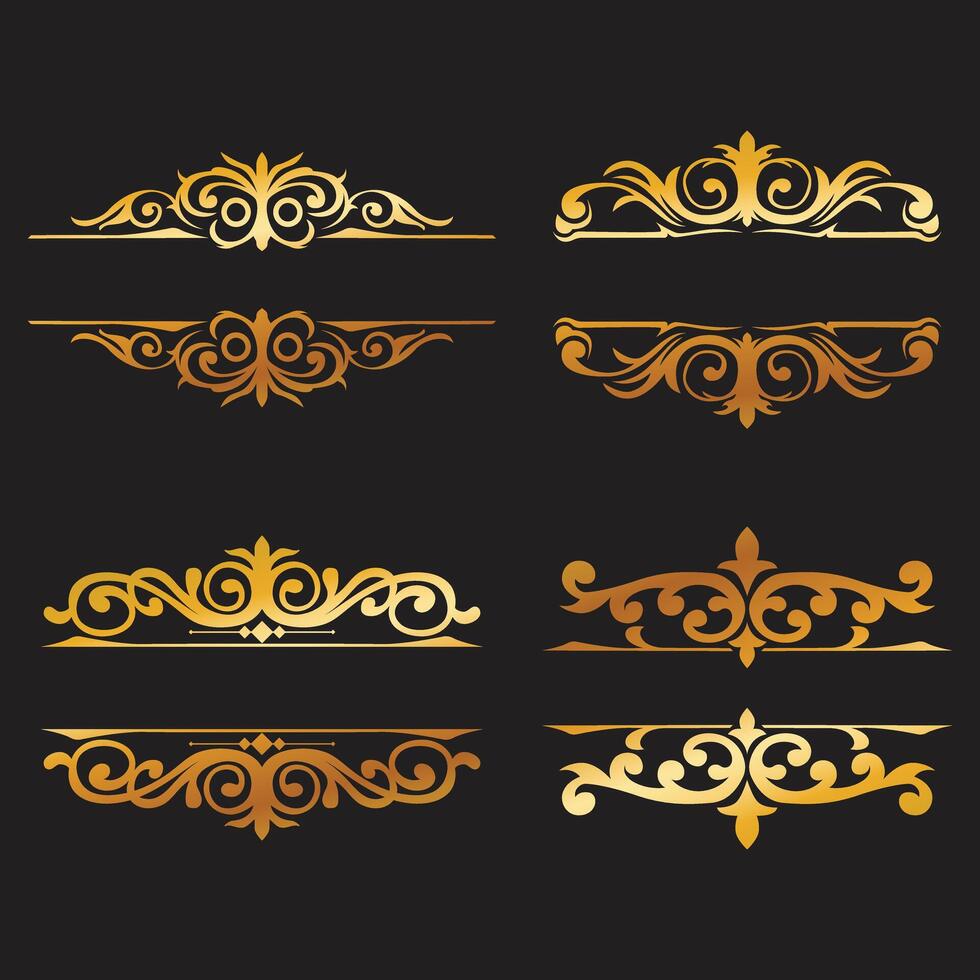 Collection of luxury gold vintage floral borders vector