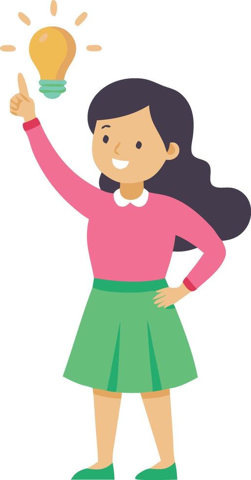 Woman holding light bulb vector
