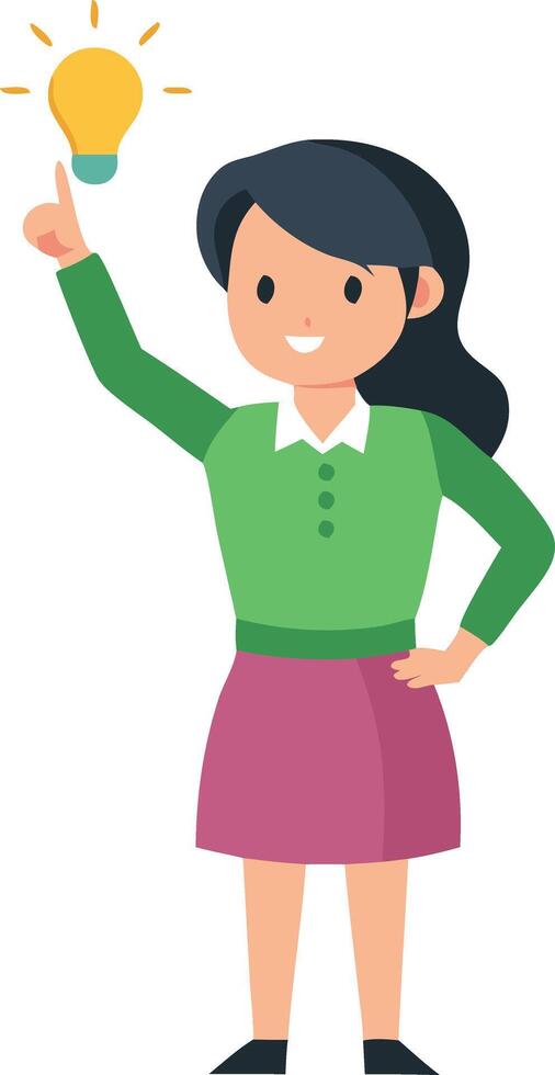 Woman with light bulb vector