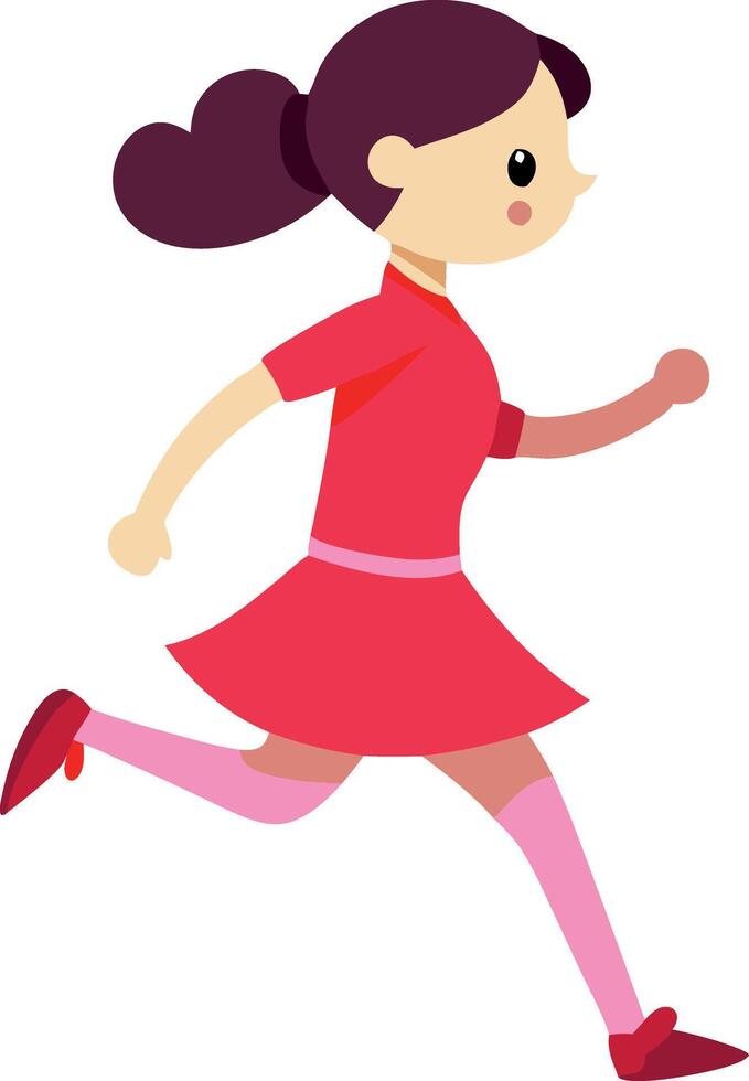 Cartoon female sprinting in red attire and pink footwear vector