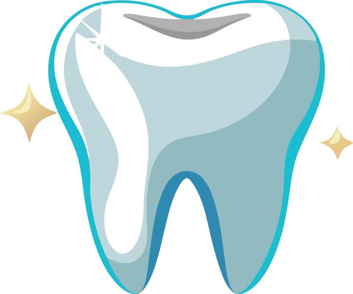 A shiny and clean tooth with sparkles around it, representing excellent dental hygiene and health. vector