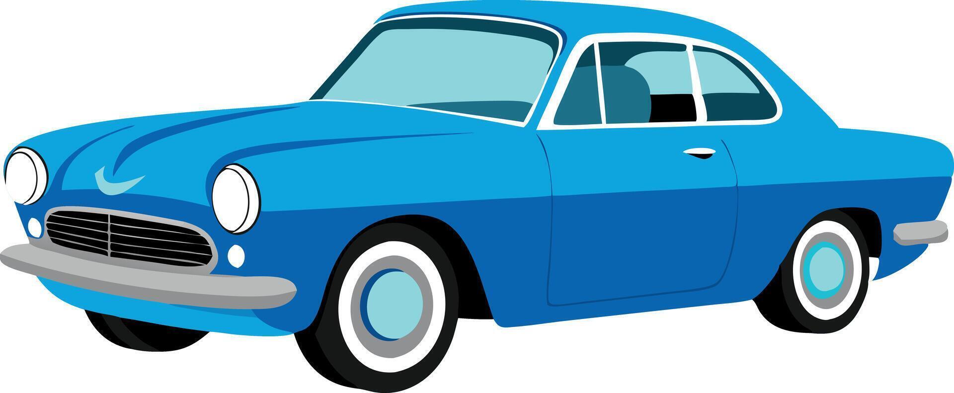 Vintage blue car illustration. Ideal for classic car collectors and automobile enthusiasts. vector