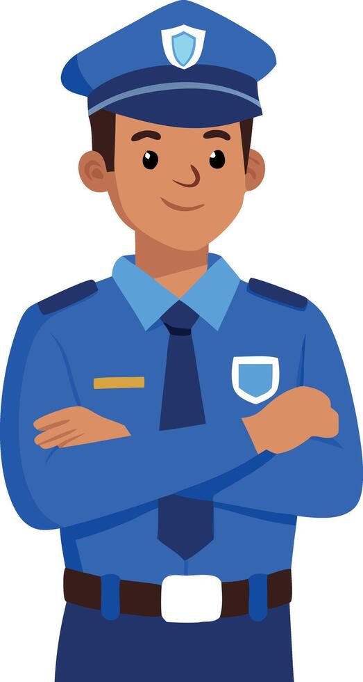 Policeman standing with crossed arms vector