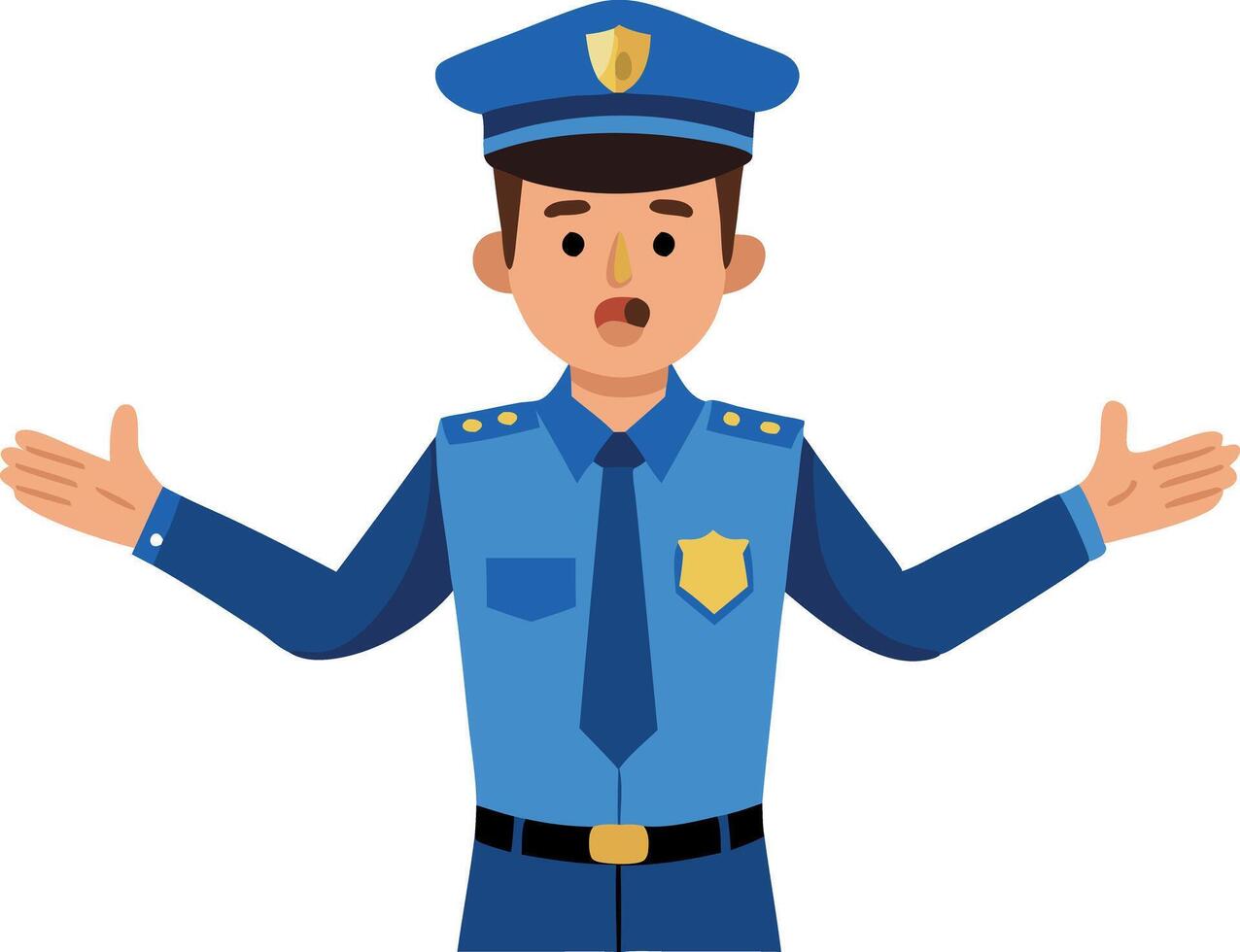 Policeman gesturing with open hands vector