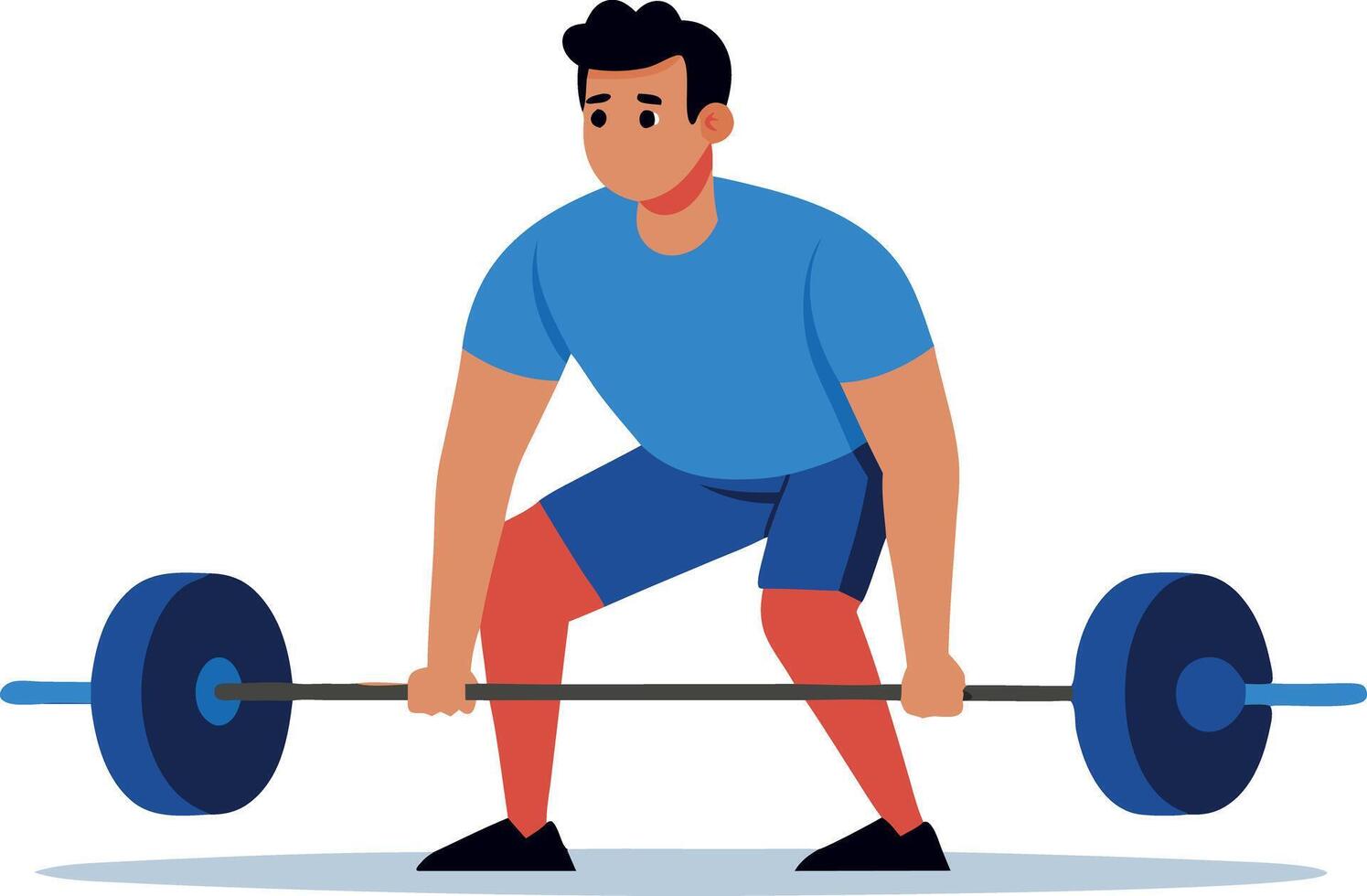 A person performing a deadlift exercise with a barbell, showcasing physical strength and fitness. The illustration depicts a weightlifting activity in a gym setting. vector
