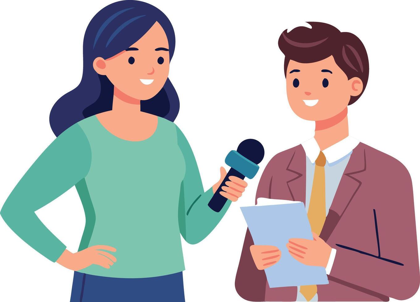 Illustration of a journalist interviewing a man. vector